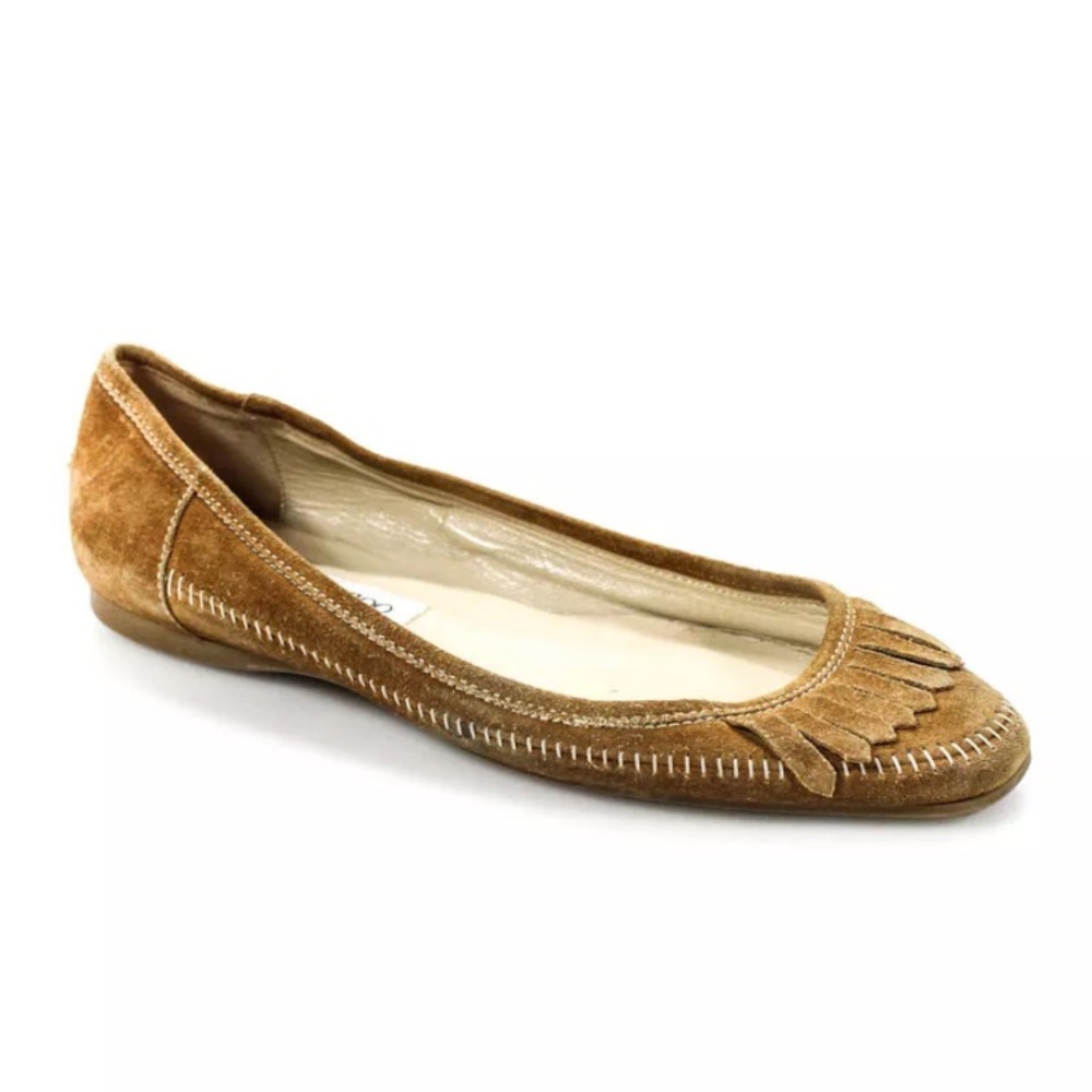 Jimmy Choo Womens Suede Fringe Slip On Loafers